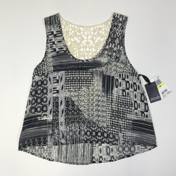 NWT [Stoosh] Boho Crochet-Back Patchwork Tank Top - Picture 2 of 8